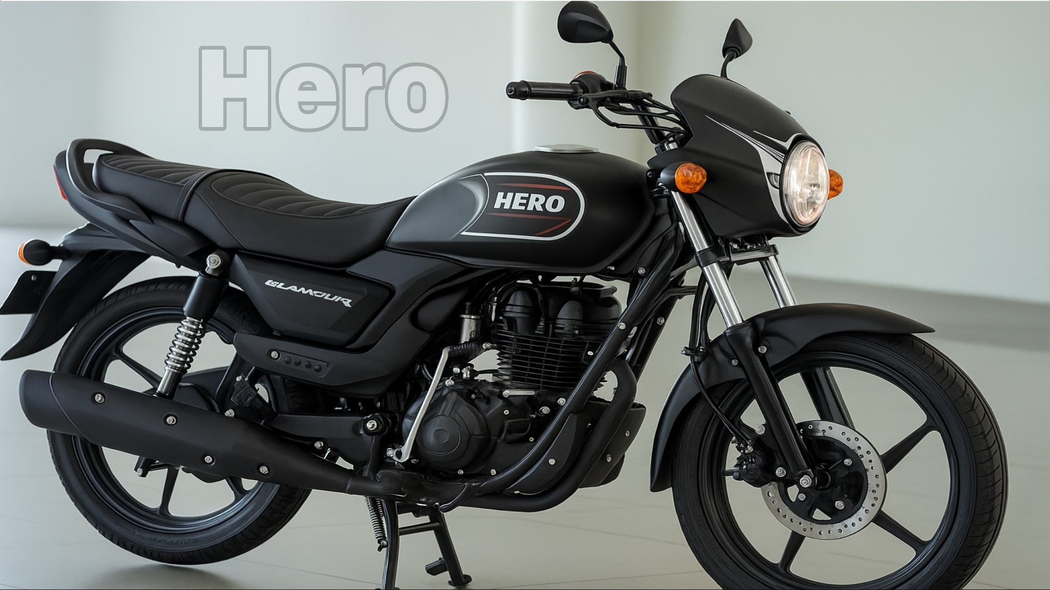 Hero Splendor Electric Bike का स्टाइलिश और compact फ्रंट view, LED हेडलाइट के साथ।