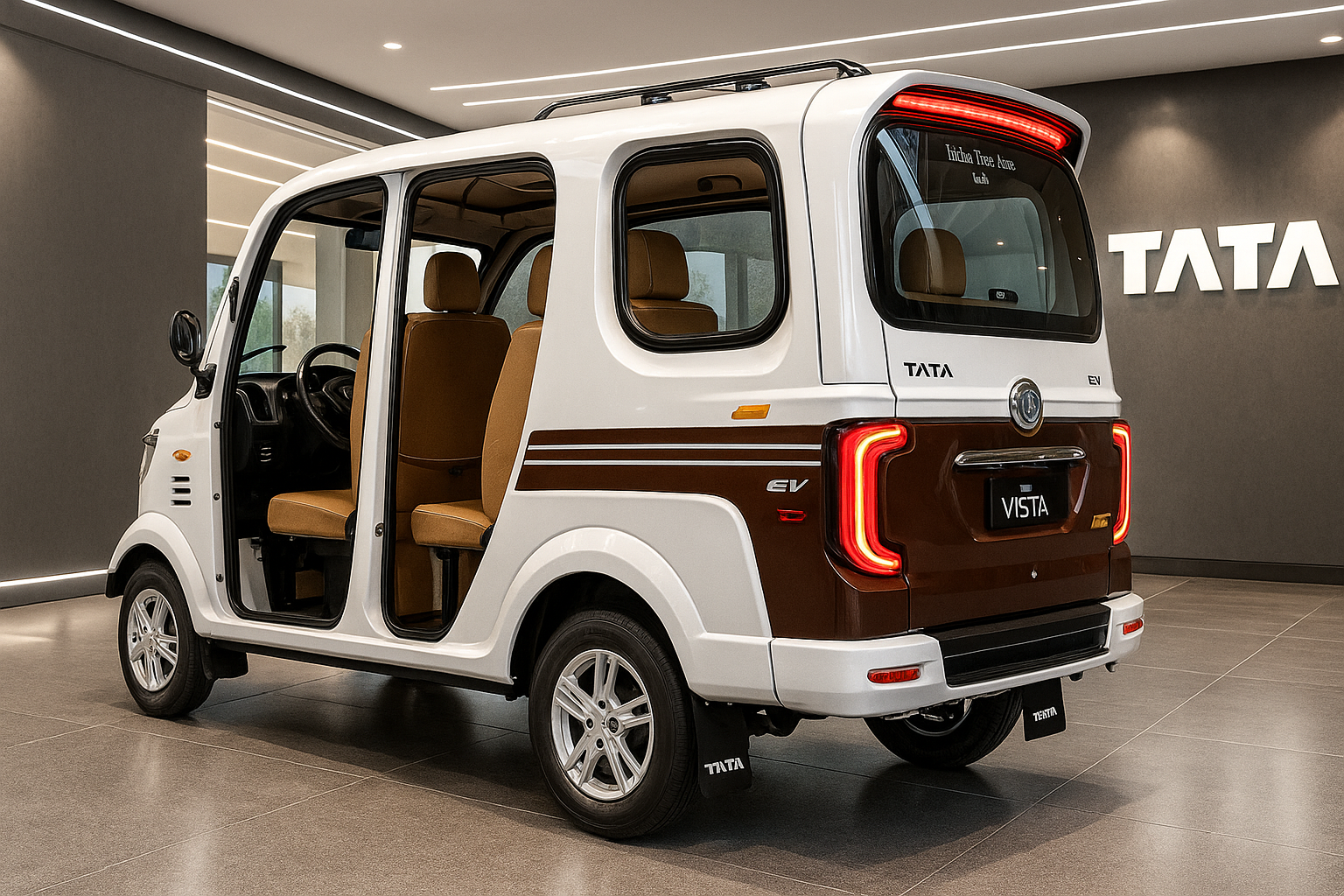 Tata Vista EV Retro Electric Van – Rear Side View