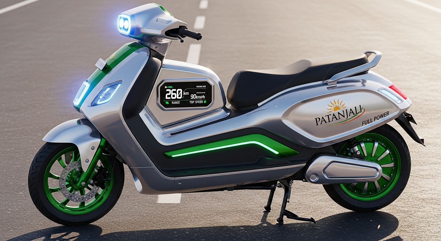 Patanjali Electric Scooter सिंगल चार्ज पर करीब 260 किलोमीटर तक दौड़ सकता है
