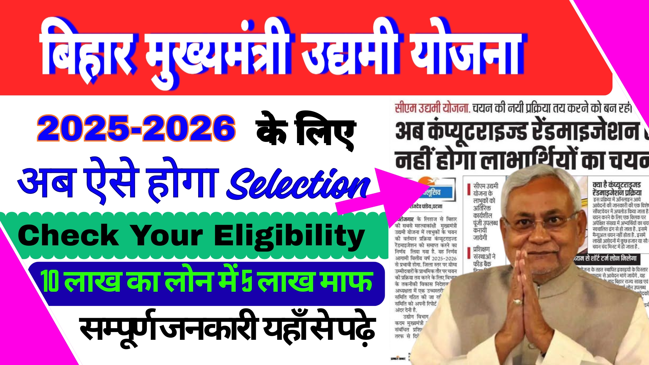 Bihar Mukhyamantri Udyami Yojana 2025-26: 45 दिनों में 10,000 लोगों को मिलेगा लोन