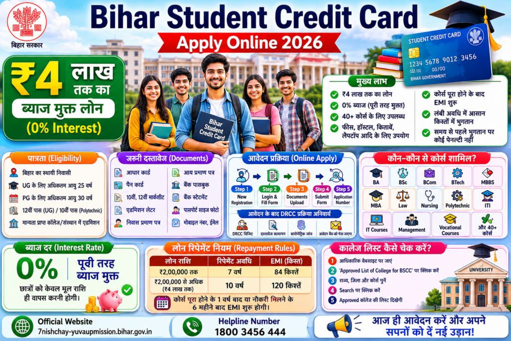 Bihar Student Credit Card Yojana 2026 Full Details Chart Image