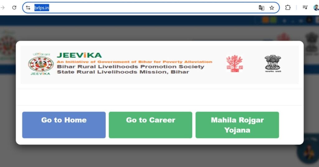 Bihar Mahila Rojgar Yojana 2026 - Online web Home Page image