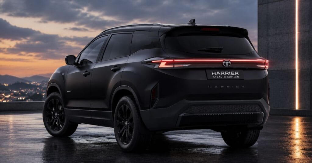 Tata Harrier Stealth Edition 2026 Rear View – Connected LED Tail Light Design